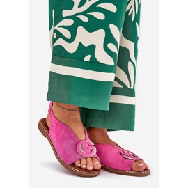 Sandali piatti con decorazione rosa 1