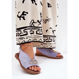 Sandali femminili con eco blu a ruota piatta 2
