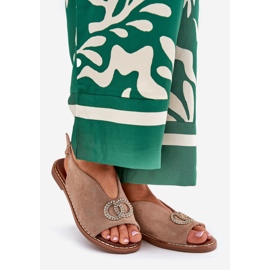 Sandali femminili con eco carro a ruote ecorete piatte beige 1
