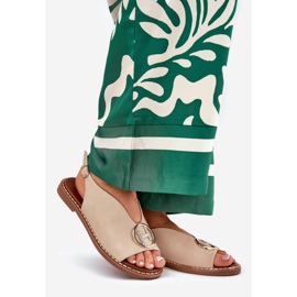 Sandali eleganti piatti con decorazione beige 1
