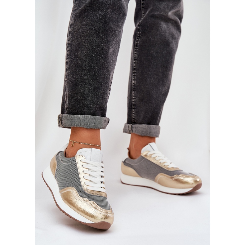 S.Barski Scarpe sportive in pelle Donne LR51-847 PLN d'oro 2