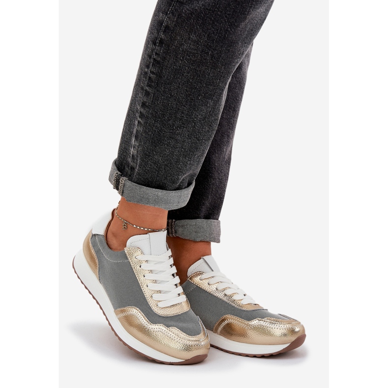 S.Barski Scarpe sportive in pelle Donne LR51-847 PLN d'oro 1