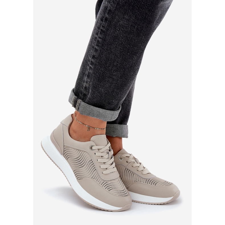 S.Barski Scarpe sportive in pelle Sneaker S. Barski LR51-551 Beige 1