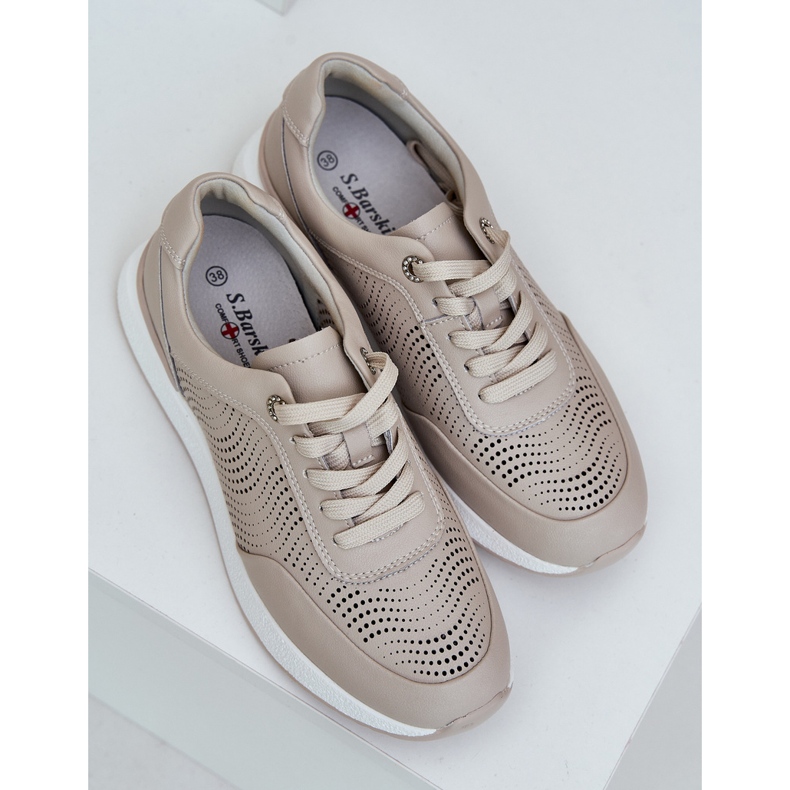 S.Barski Scarpe sportive in pelle Sneaker S. Barski LR51-551 Beige 2