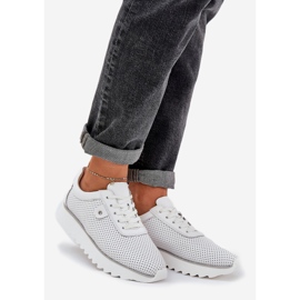 S.Barski Scarpe sportive in pelle sulla piattaforma con glitter lr51-629 bianco 1