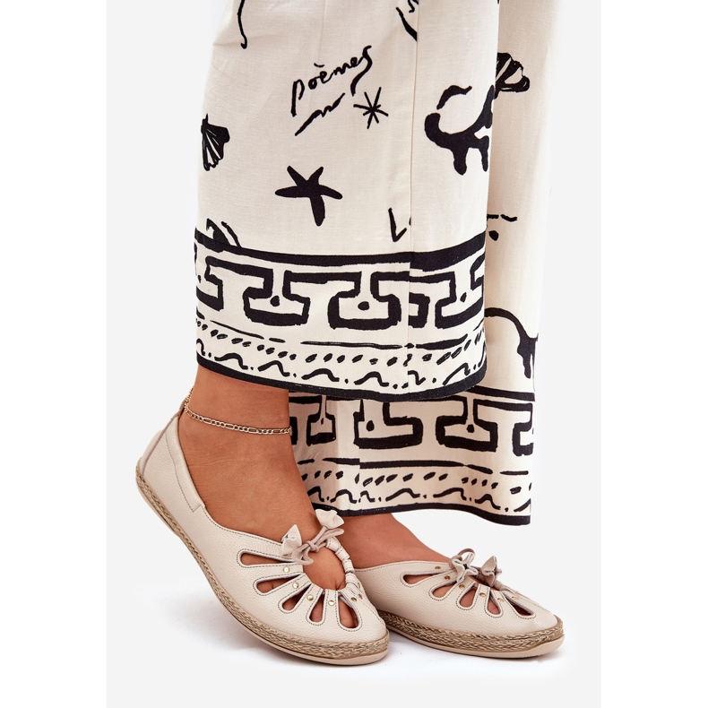 Ballerine piatte realizzate in pelle naturale zazoo 10179 beige 1