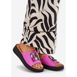 Vinceza Flip in pelle femminile con un ornamento di fucsia rosa 1