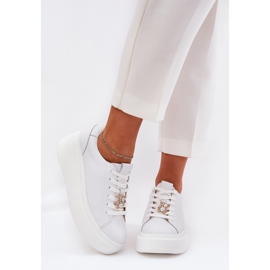 Scarpe sportive in pelle femminile sulla piattaforma con Vinceza 39922 White bianco 2