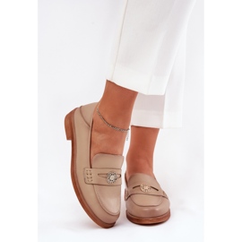 Eleganti mocassini da donna realizzati in pelle naturale Vinceza 18100 beige 2