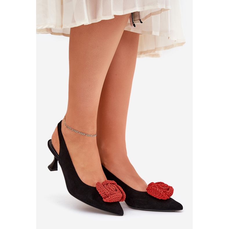 Eleganti pompe in pelle scamosciata sul Chebello 4666 Black Szpilka nero 1