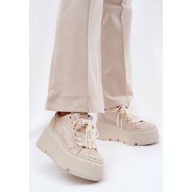 Sneaker in pelle sulla piattaforma Zloty Chebello 4658 d'oro 2