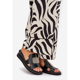 Jezzi Infradito da donna su cuneo in pelle anchoica con decorazione nera nero 1