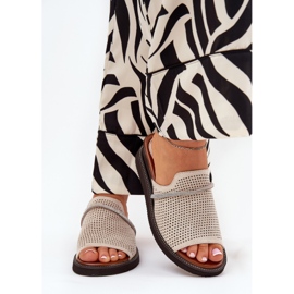 Jezzi Zeppe femminili con un cinturino beige decorativo 2