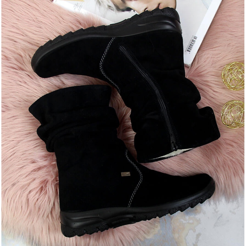 Stivali da donna in pelle isolante RIEKER Z7171-01 nero 1