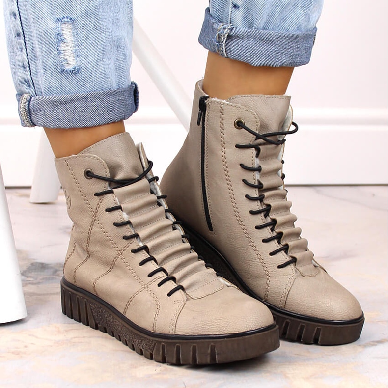 Comodi stivali isolanti beige da donna Rieker Y3420-60 1