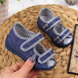 Ciabatte bambino sandali casa blu navy e grigio Nazo 2