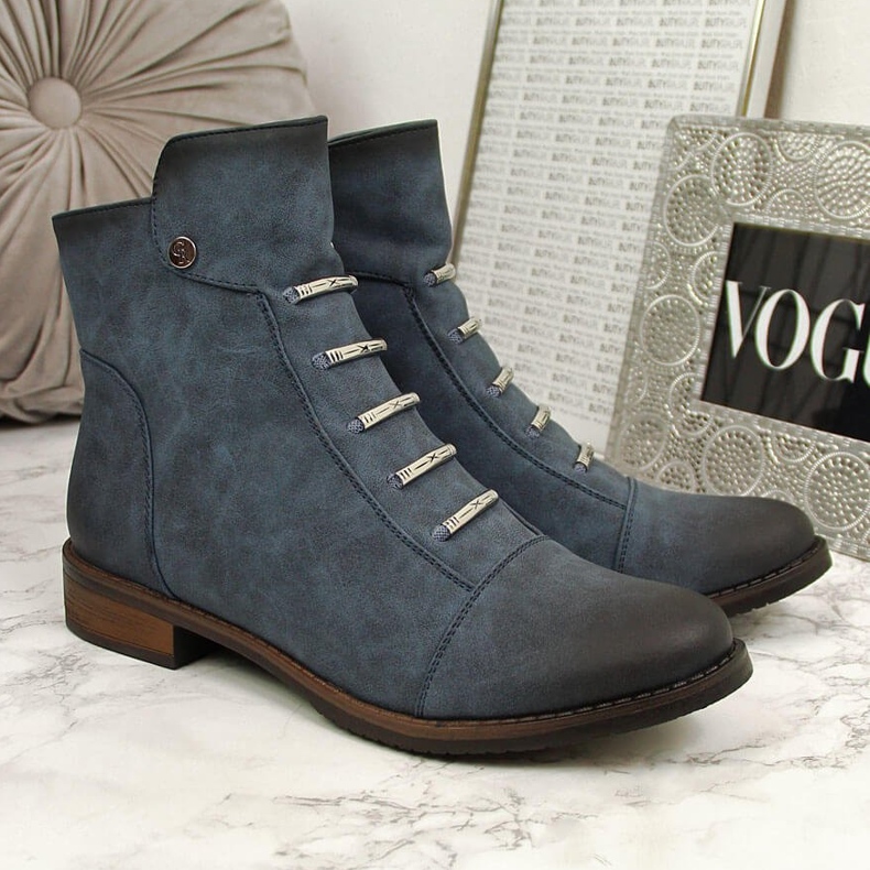 Stivali da donna con ornamenti, isolati blu Jezzi JEZ52D 2