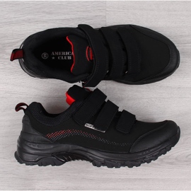 Scarpe da trekking con chiusura strappo impermeabili nere e rosse American Club nero 2