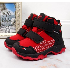 Doposci da bambino impermeabili con chiusura strappo rosso American Club nero 1