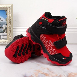 Doposci da bambino impermeabili con chiusura strappo rosso American Club nero 2