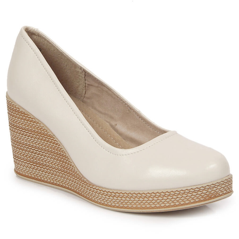 Décolleté con zeppa in pelle beige Filippo DP3521 1