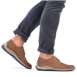 Scarpe da uomo in pelle traforata marrone Rieker 05226-24 2