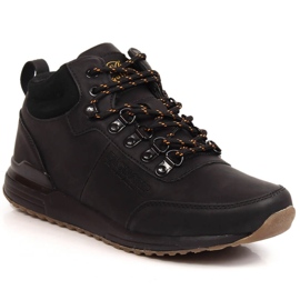 Scarpe da uomo in pelle nera Jogger Bustagrip nero 2
