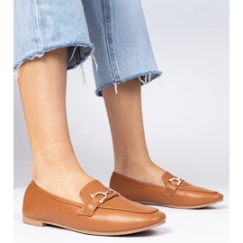 Mocassini marroni eleganti con zirconi marrone 1