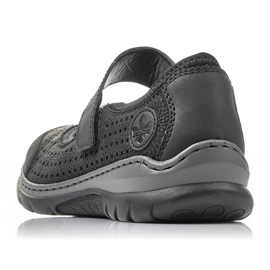 Comode scarpe traforate da donna con velcro nero Rieker L32B5-00 2