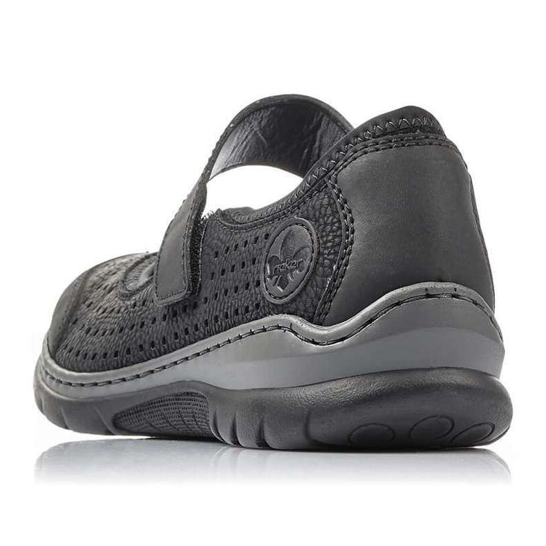 Comode scarpe traforate da donna con velcro nero Rieker L32B5-00 2