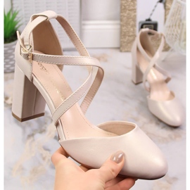 Sandali decollete donna con tacco alto beige perla Sergio Leone SK863 1