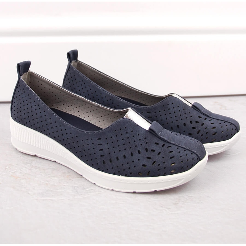 Scarpe slip-on da donna traforate Jezzi RMR1840-13 grigio 2