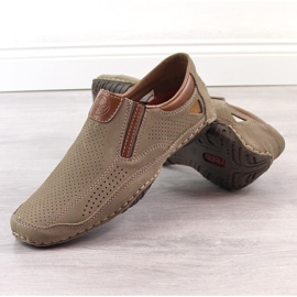 Rieker 06350-25 scarpe da uomo in pelle marrone traforata 2