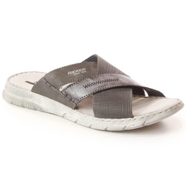 Comode pantofole da uomo grigie Rieker 25289-45 grigio 2