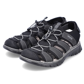 Rieker 26770-00 comodi sandali incorporati neri da uomo nero 2