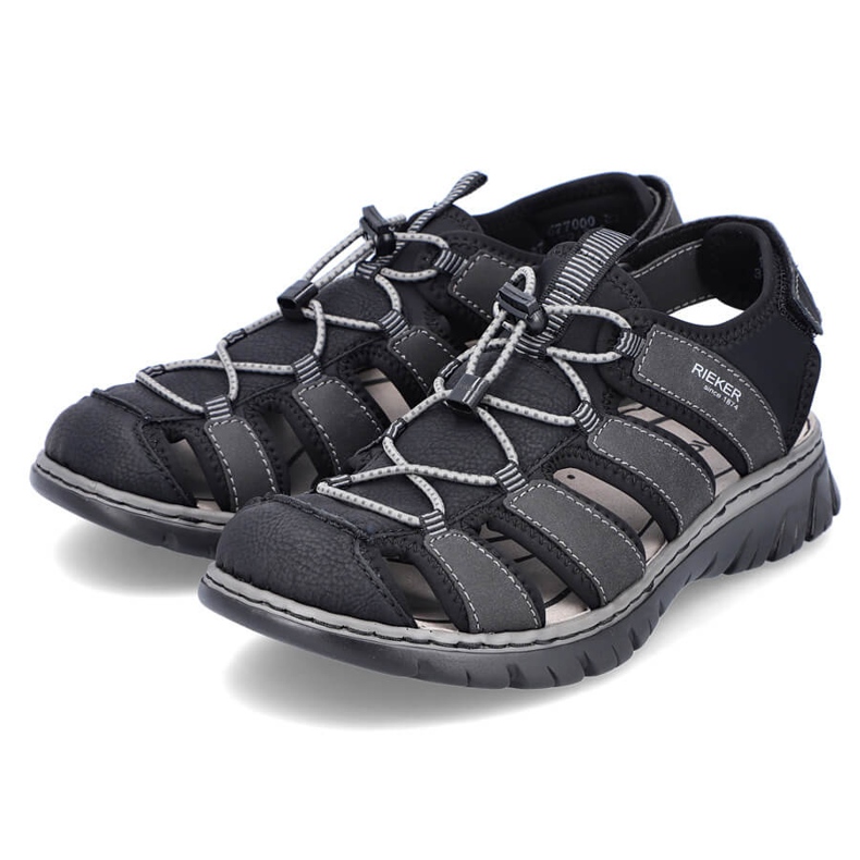 Rieker 26770-00 comodi sandali incorporati neri da uomo nero 2
