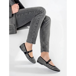 Ballerine da donna nere con borchie nero 1