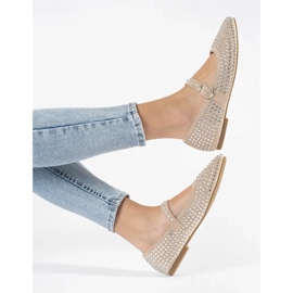 Ballerine da donna beige con zirconi 1