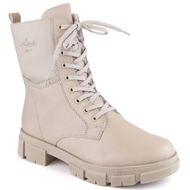 Comodi stivali da donna isolati beige Rieker Y7116-60 1