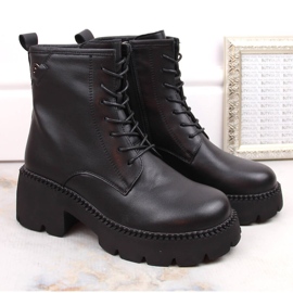 Stivali da donna in pelle con tacco alto e plateau, isolanti, neri, T.Sokolski 191 nero 2