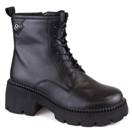 Stivali da donna in pelle con tacco alto e plateau, isolanti, neri, T.Sokolski 191 nero 1