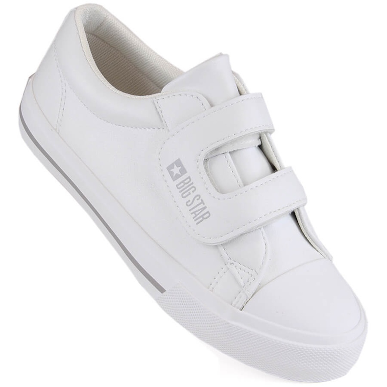 Sneakers da bambino in pelle ecologica con velcro, Big Star bianca LL374071 bianco 1