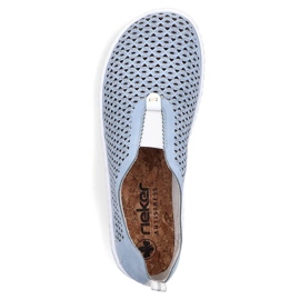 Comode scarpe slip-on traforate da donna, blu Rieker 52866-10 1