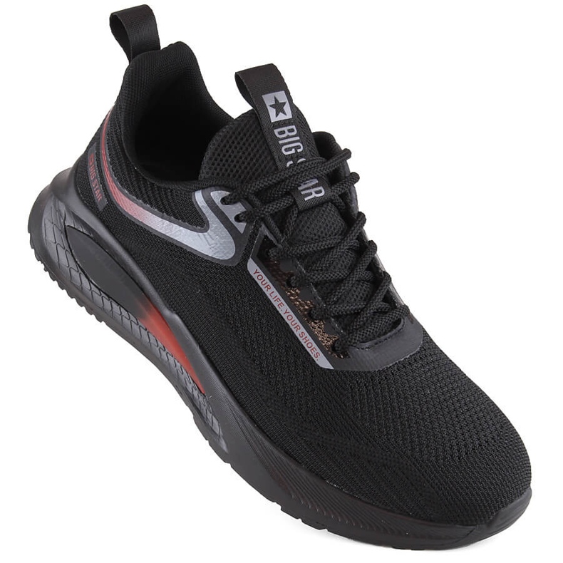 Scarpe sportive stringate da uomo nere Big Star NN174373 nero 1