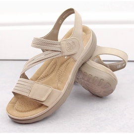 Comodi sandali da donna con velcro ed elastici, beige Rieker 64870-62 2