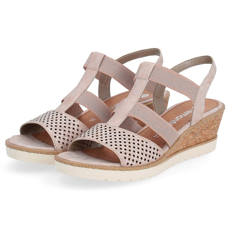 Comodi sandali slip-on con zeppa da donna, rose gold Remonte R6265-31 d'oro 2