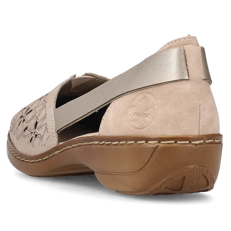 Comode scarpe slip-on estive da donna in pelle, beige Rieker 41356-60 1