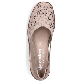 Comode scarpe slip-on estive da donna in pelle, beige Rieker 41356-60 2
