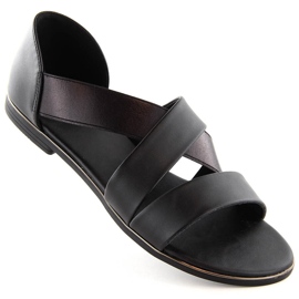 Sandali slip-on da donna con fascia elastica, neri Jezzi 3882 nero 1