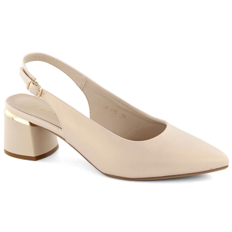 Sandali eleganti da donna beige con punta intera e perle Sergio Leone SK175 1